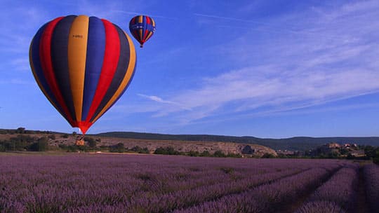 Balloon flight in Haute Provence | Overview of lavender from the Valensole plateau